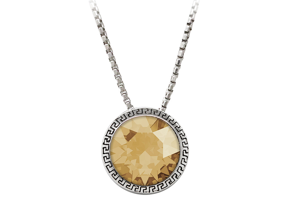 Wind and Fire November 8mm Crystal Birthstone Greek Key Necklace 18 Inches