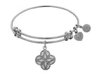 Angelica Collection Non-antique White Stipple Finish Brass celtic Four Knot Expandable Bangle