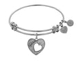 Angelica Collection Antique White Stipple Finish Brass Heart With mom And Open Heart Expandable Bangle