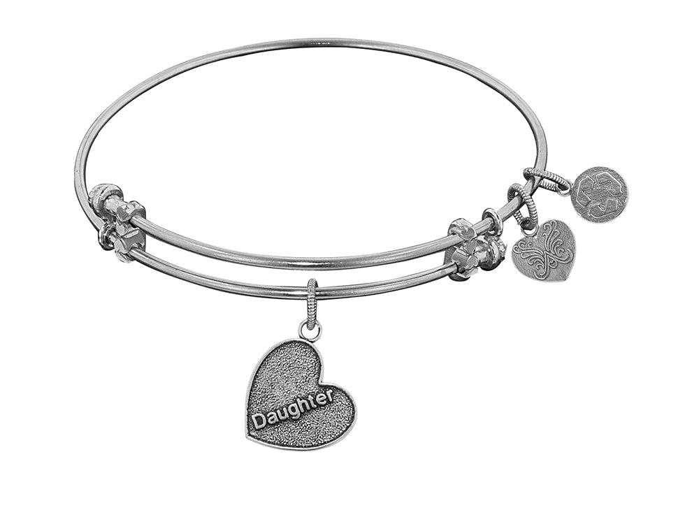 Angelica Collection Antique White Stipple Finish Brass daughter Heart Expandable Bangle Complementing WGEL1004