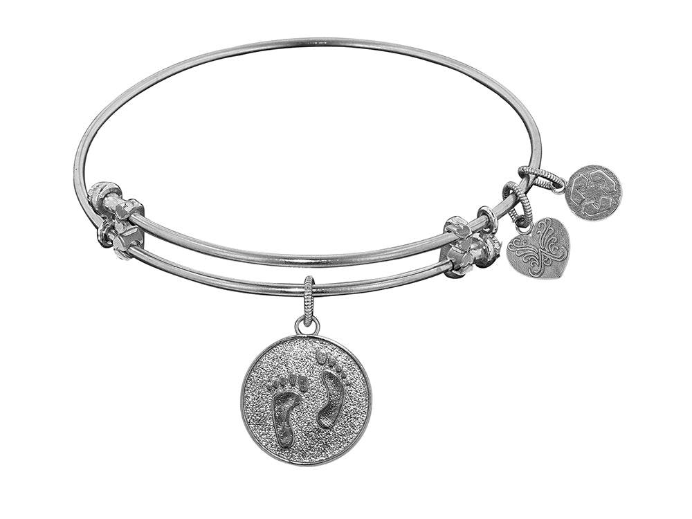 Angelica Collection Non-antique White Stipple Finish Brass barefoot In The Sand Expandable Bangle