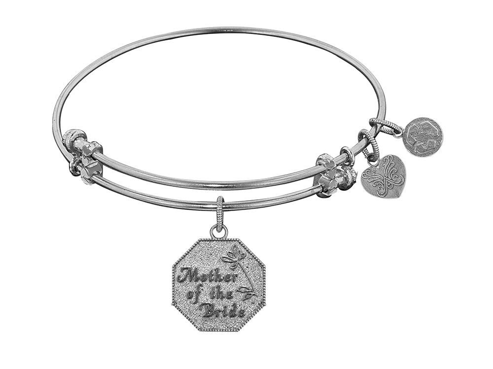 Angelica Collection Non-antique White Stipple Finish Brass Mother of the Bride Expandable Bangle