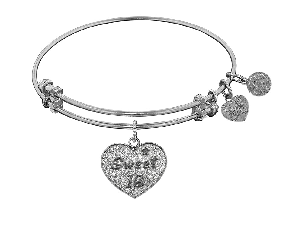Angelica Collection Non-antique White Stipple Finish Brass sweet 16 Expandable Bangle