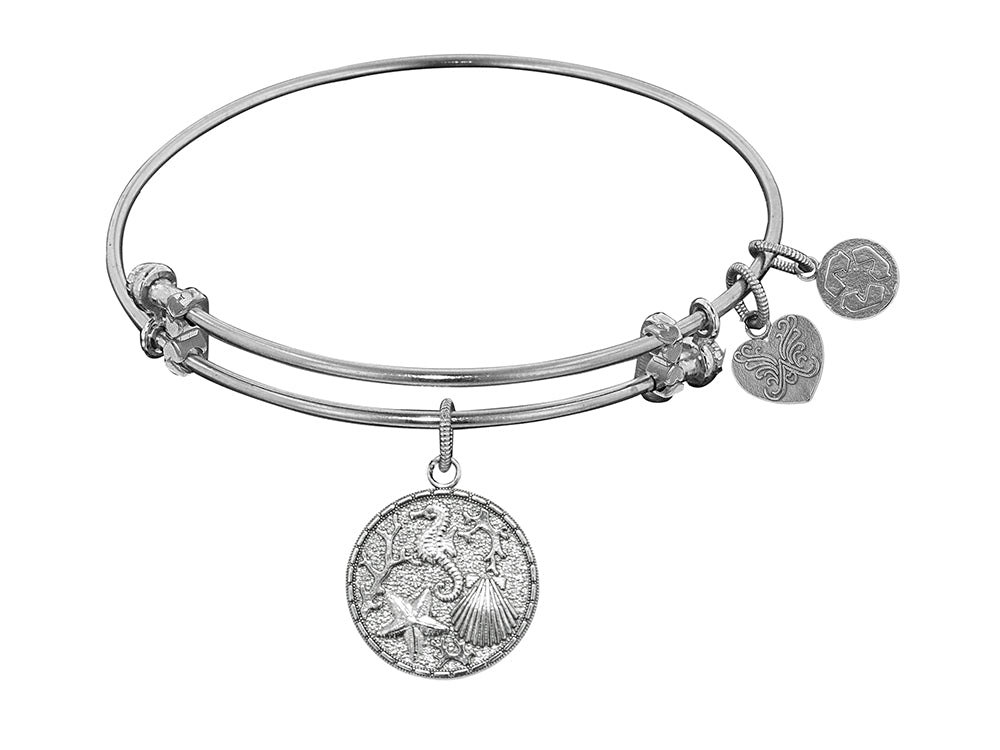 Angelica Collection Non-antique White Stipple Finish Brass the Sea Expandable Bangle