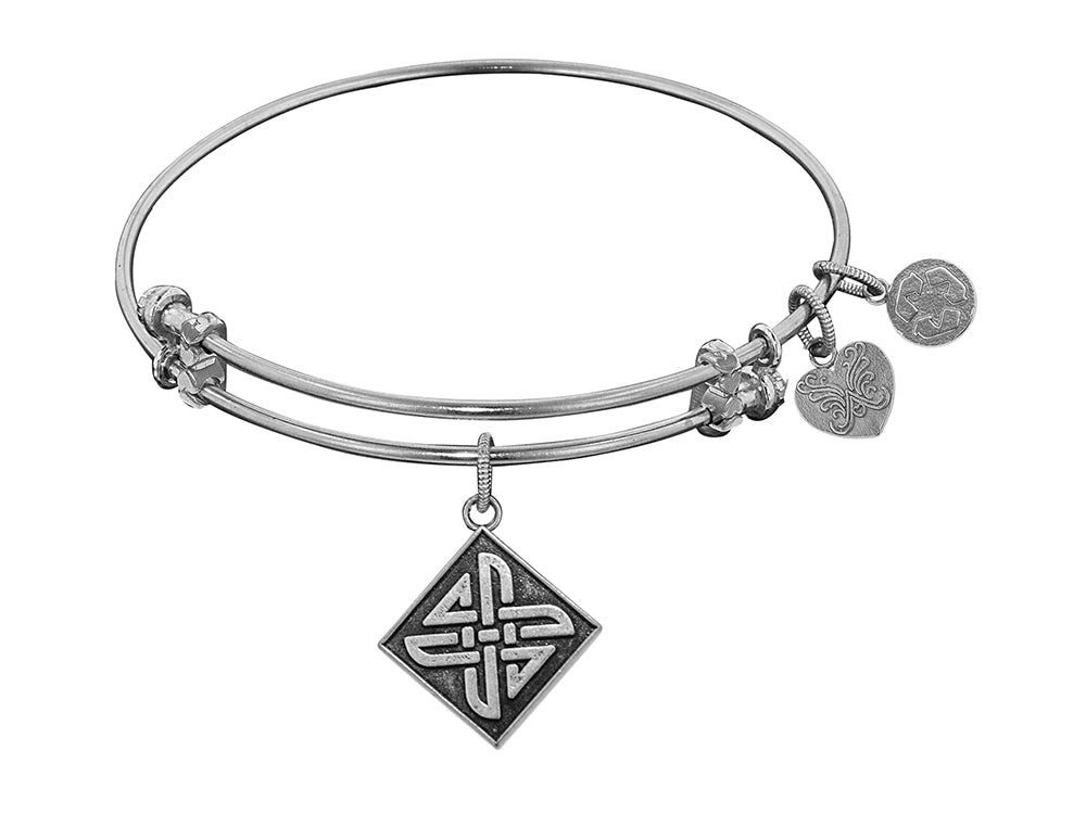 Angelica Collection Antique White Smooth Finish Brass celtic Square Knot Expandable Bangle