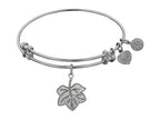 Angelica Collection Non-antique White Stipple Finish Brass leaf Expandable Bangle