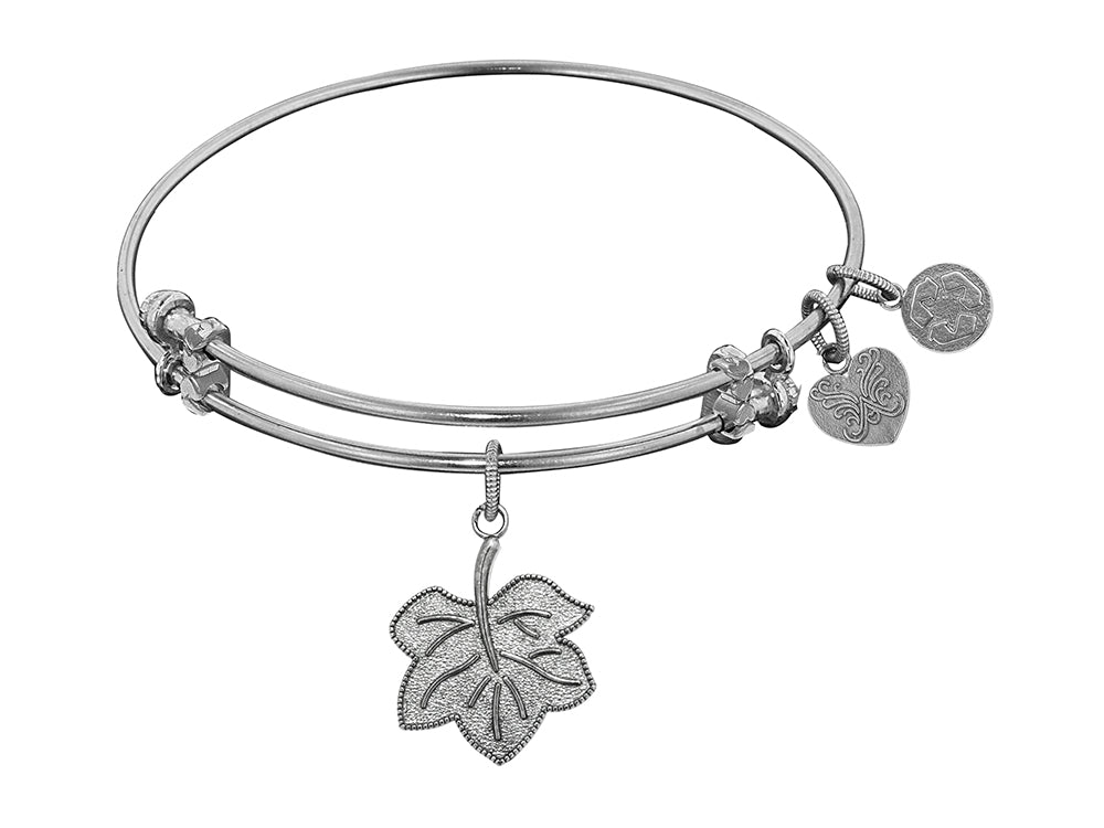 Angelica Collection Non-antique White Stipple Finish Brass leaf Expandable Bangle