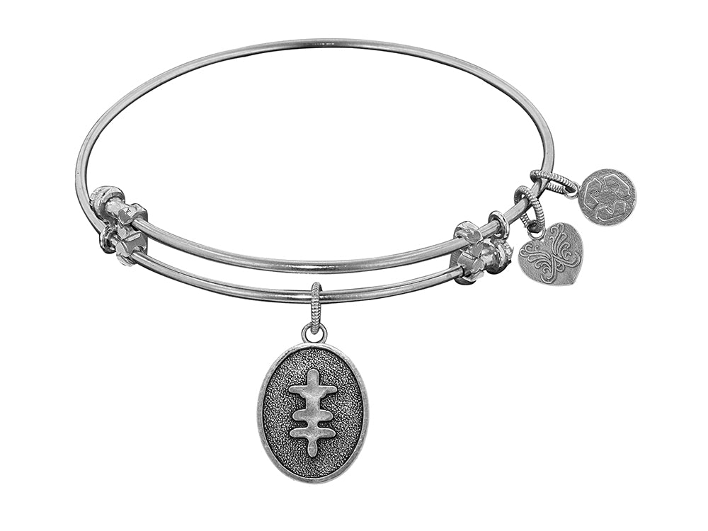 Angelica Collection Antique White Stipple Finish Brass strength And Bravery Expandable Bangle