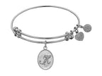 Angelica Collection Non-antique White Stipple Finish Brass Initial h Expandable Bangle