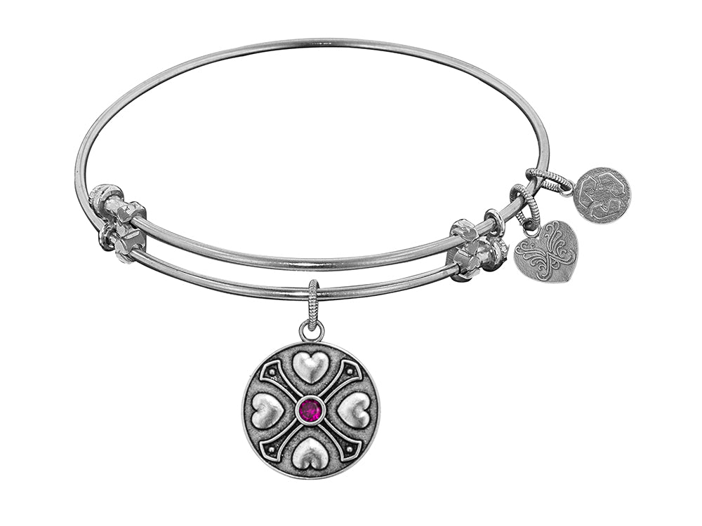 Angelica Collection Antique White Finish Brass February Simulated Expandable Bangle