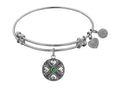 Angelica Collection Antique White Finish Brass May Simulated Emarald Expandable Bangle