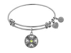 Angelica Collection Antique White Finish Brass August Simulated Peridot Expandable Bangle