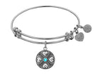 Angelica Collection Antique White Finish Brass December Simulated Blue Topaz Expandable Bangle
