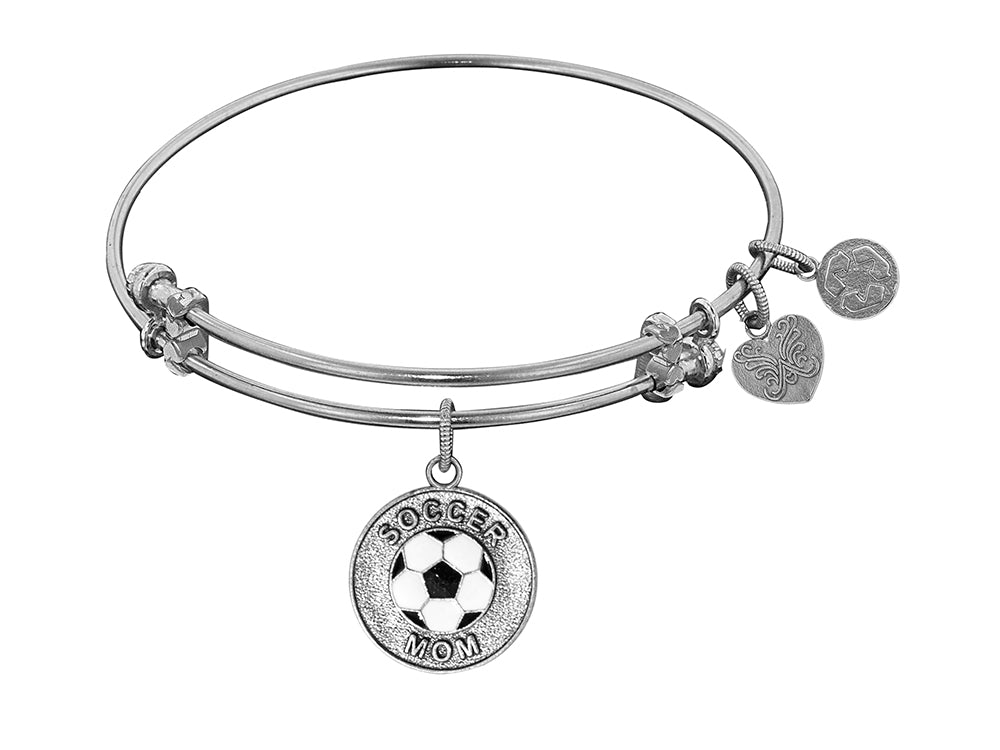 Angelica Collection Non-antique White Stipple Finish Brass With Enamel soccer Mom Expandable Bangle