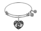 Angelica Collection Brass with White Finish Proud Wife U.S. Marine Corps Heart Shaped Expandable Bangle