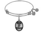 Angelica Collection Brass with White Finish Always Faithful U.S. Marine Corps Oval Expandable Bangle