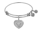 Angelica Collection Brass with White Finish Proud Wife U.S. Air Force Heart Shaped Expandable Bangle