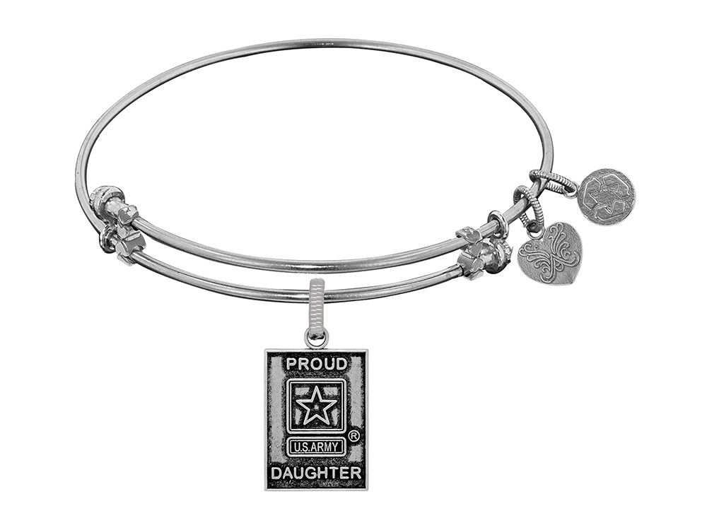 Angelica Collection Brass with White Finish Proud Daughter U.S. Army Expandable Bangle