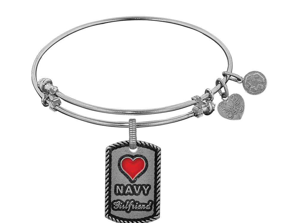 Angelica Collection Brass with White Finish U.S. Navy Girlfriend Enamel Expandable Bangle