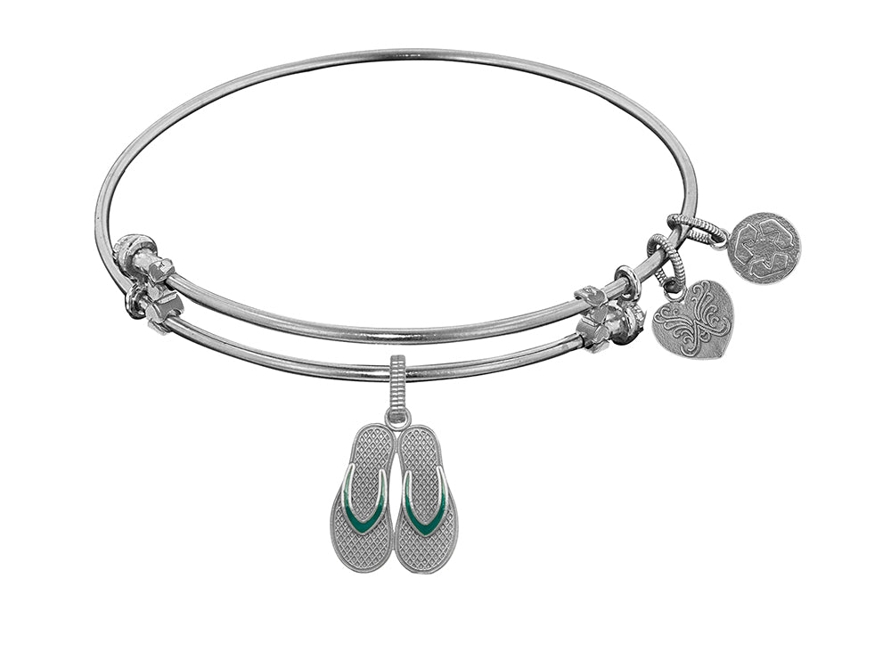 Brass With White Finish Enamel Flip Flop Charm For Angelica Collection Bangle