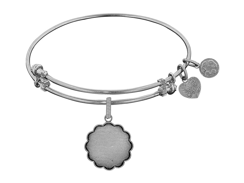 Brass White Finish Personalize Engravable Charm On White Angelica Collection Bangle
