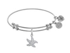 Angelica Collection Brass With White Starfish Charm With White CZ On W Hite Bangle