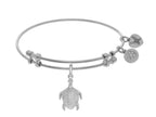 Angelica Collection Brass With White Turtle Charm With White CZ On Whi Te Bangle
