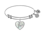 Angelica Collection Brass With White love Heart Charm With Created Mother Of Pearl On White Bangle