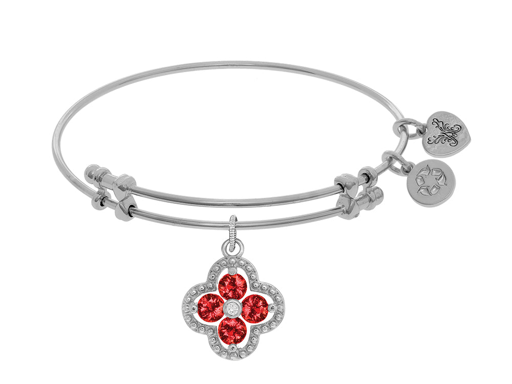 Angelica Collection Brass With White Charm With Red+center White CZ On White Bangle