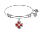 Angelica Collection Brass With White Charm With Red+center White CZ On White Bangle