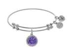 Brass With White Finish February Birth Month Charm On White Angelica Collection Bangle