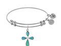 Angelica Collection Brass With White Created Opal Cross Charm On White Bangle