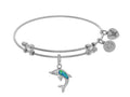 Angelica Collection Brass With White Created Opal Single Dolphin Charm On White Bangle