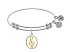 Angelica Collection Brass With Yellow+white Musical Note Charm On Whit E Bangle