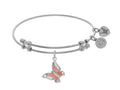 Brass With Pink+white Finish Butterfly Charm On White Angelica Collection Bangle
