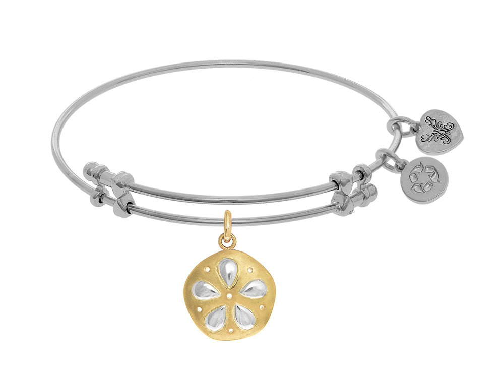 Brass With Yellow+white Finish Charm On White Angelica Bangle Sanddollar