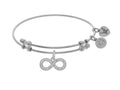 Brass With White Finish Charm With White CZ Infinity On White Angelica Collection Bangle