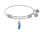 Brass With White Finish Charm With Opal Flip Flop On White Angelica Collection Bangle