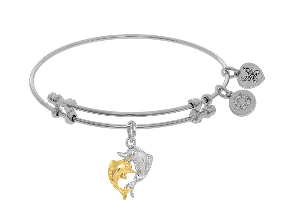 Brass With White Finish Charm Yellow+white Dolphin On White Angelica Collection Bangle