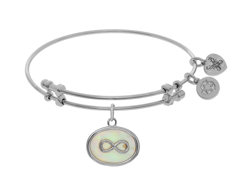 Brass With White Finish Charm On White Angelica Collection Ba Ngle Infinity On Created Mother Of Pearl