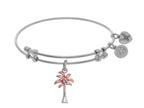 Brass With Pink+white Palm Tree Two Tone Charm On White Angelica Collection Bangle