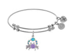 Brass With White Created Opal Crab Charm On White Angelica Collection Bangle