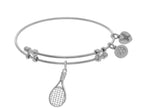 Brass With White Tennis Racket Charm On White Angelica Collection Bangle