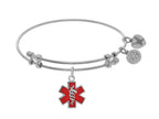 Brass With Red Enamel Caduceus White Angelica Collection Angelica Collection Bangle