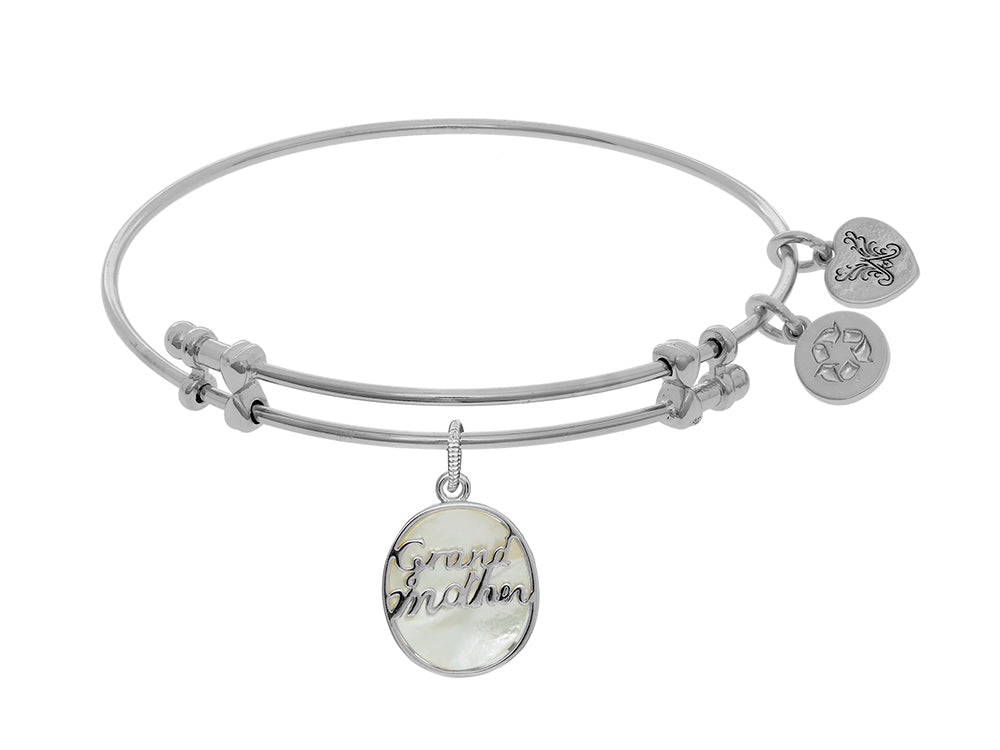 Brass With White Finish Charm On White Angelica Collection Tween Bangle