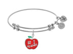 Brass With Enamel Teacher Charm On White Angelica Collection Bangle