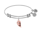 Brass With Aunt Right-half Charm With CZ On White Angelica Collection Bangle