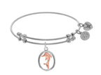 Brass With Pink+white Dolphin Two Tone Charm On White Angelica Collection Bangle