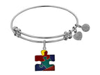 Brass With White Finish Autism Awareness Enamel Ch Arm For Angelica Collection Bangle