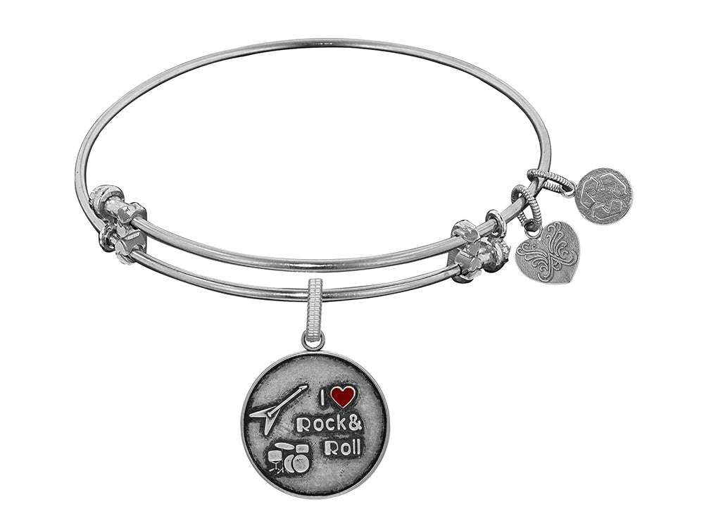 Brass With White Finish I Love Rock And Roll Enamel Charm For Angelica Collection Bangle